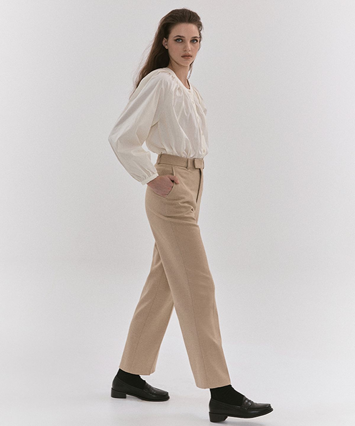 하우스 오브 폰드(HOUSE OF POND) Verona wool trousers (Beige, Black)