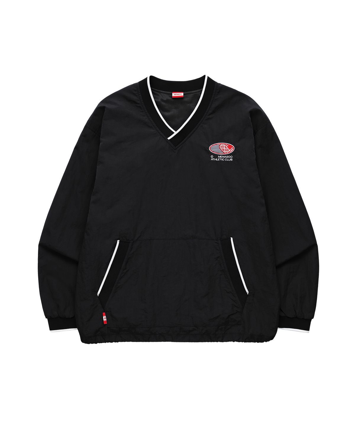 미나수(MENASOO) HEARTTRACK VNECK NYLON ANORAK JACKET_BLACK