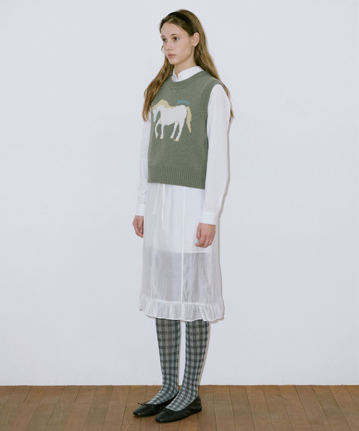 시눈(SINOON) Horse Knit Vest (Khaki)