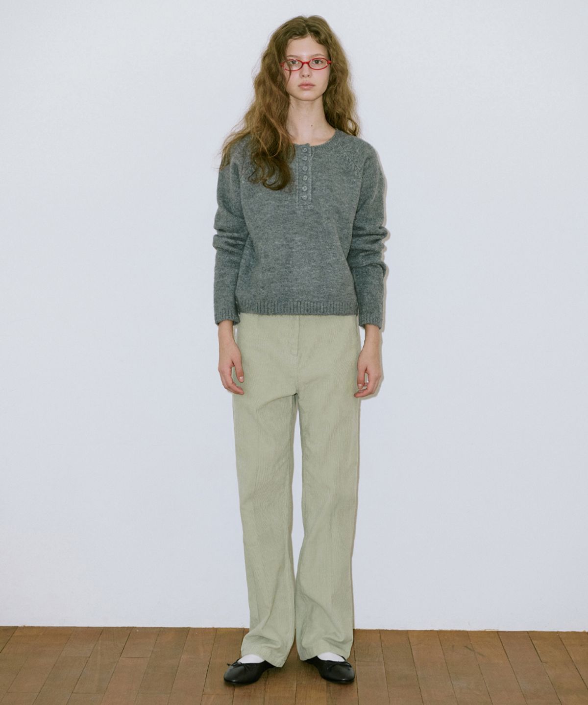 시눈(SINOON) Basic Button Raglan Knit (Melange Grey)
