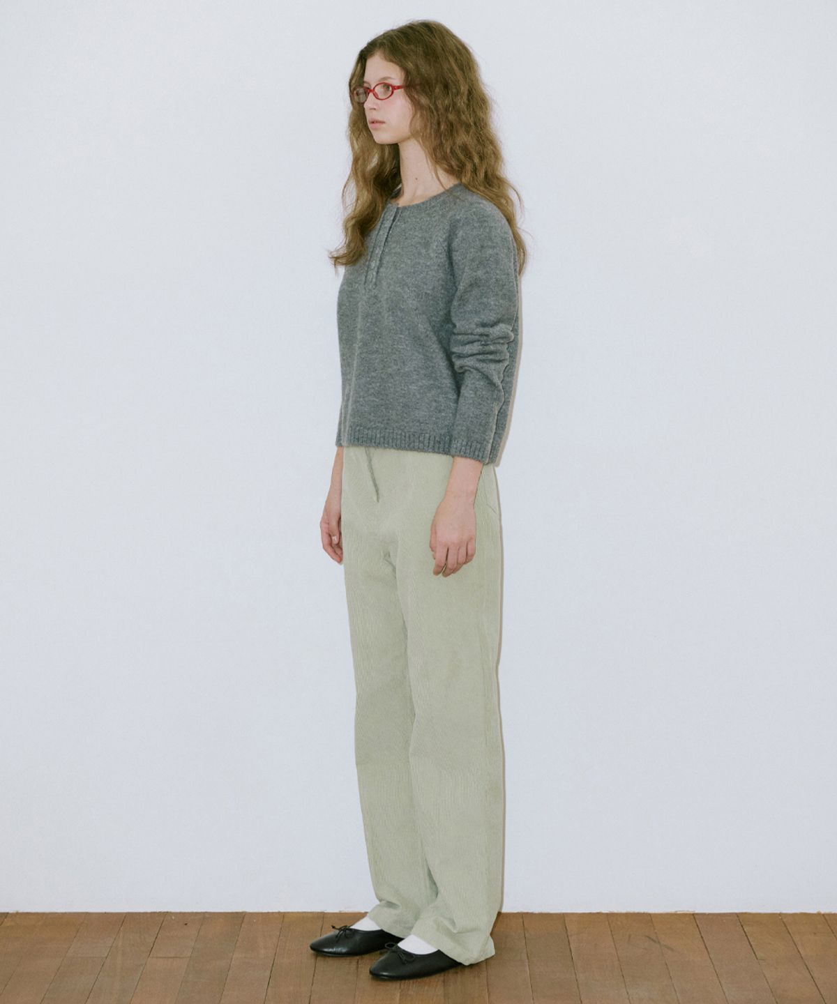 시눈(SINOON) Basic Button Raglan Knit (Melange Grey)
