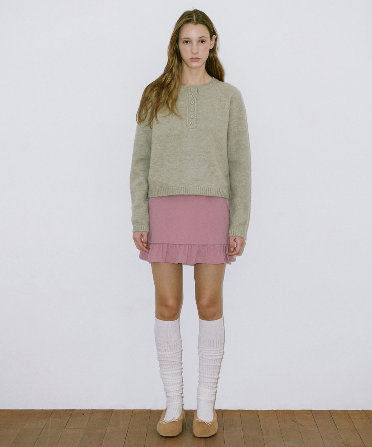 시눈(SINOON) Basic Button Raglan Knit (Pistachio)