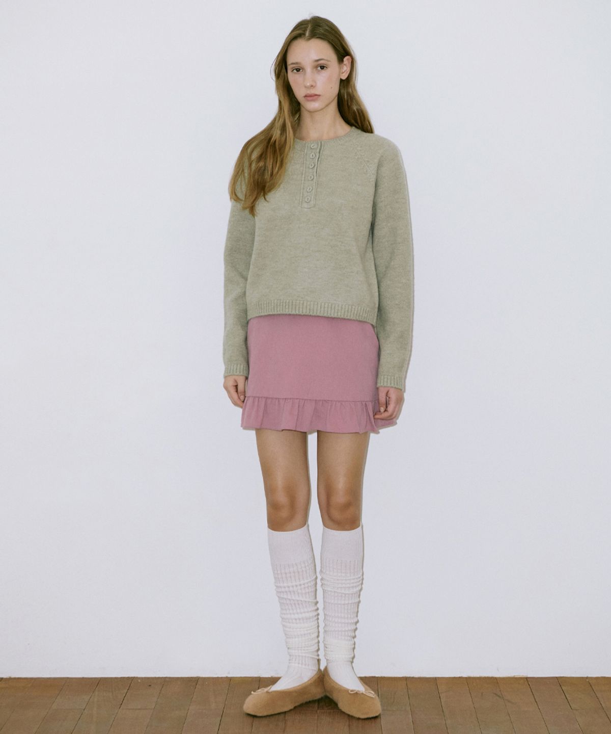 시눈(SINOON) Basic Button Raglan Knit (Pistachio)