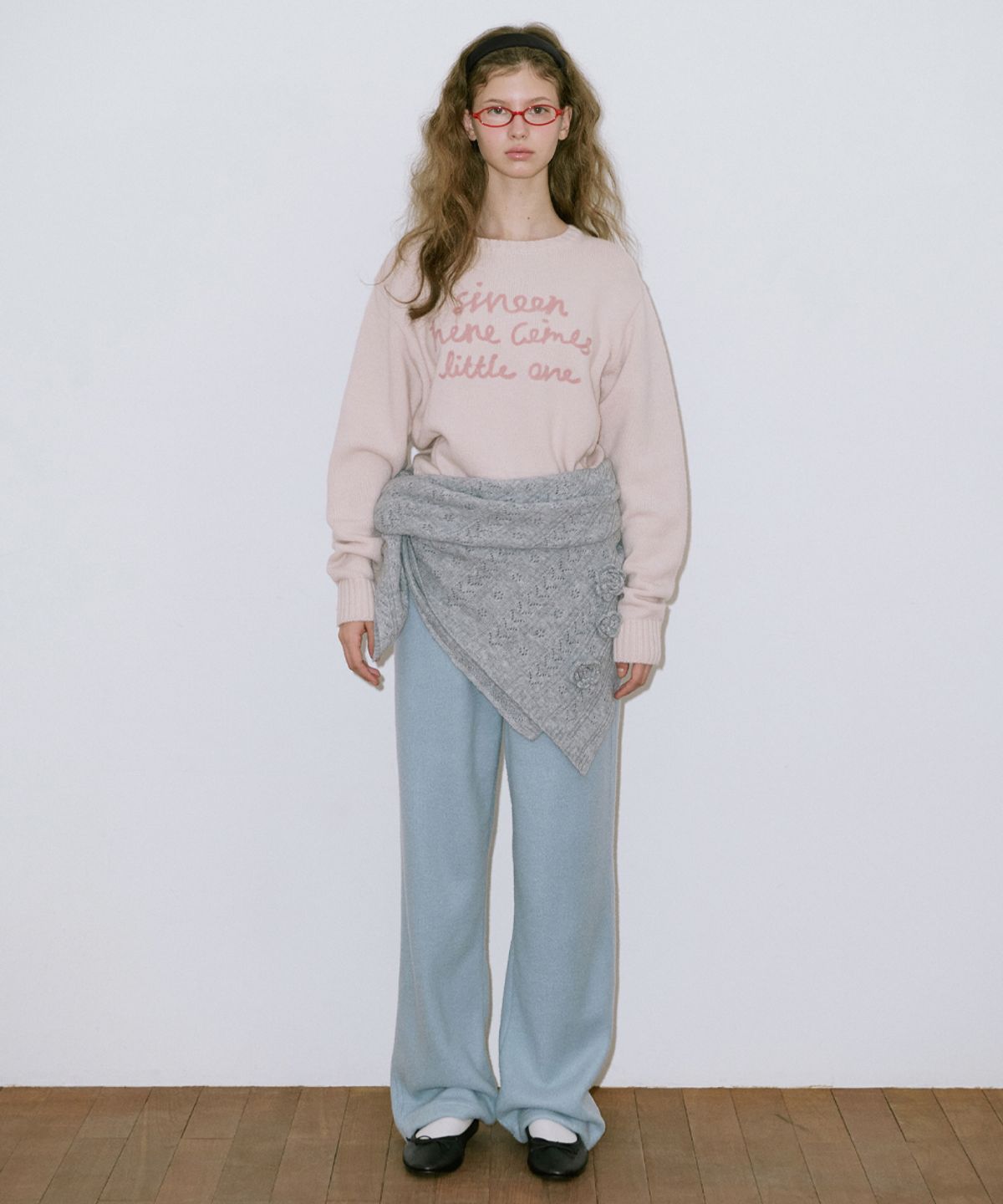 시눈(SINOON) Lettering Pullover Knit (Light Pink)
