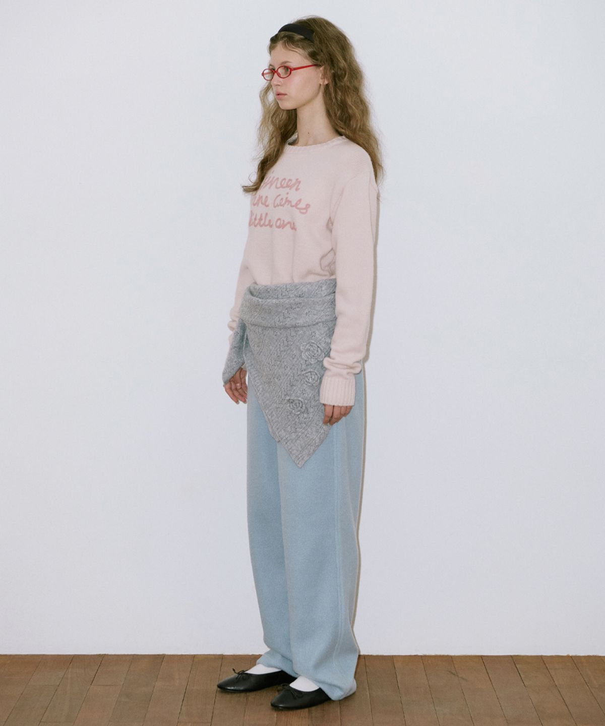 시눈(SINOON) Lettering Pullover Knit (Light Pink)