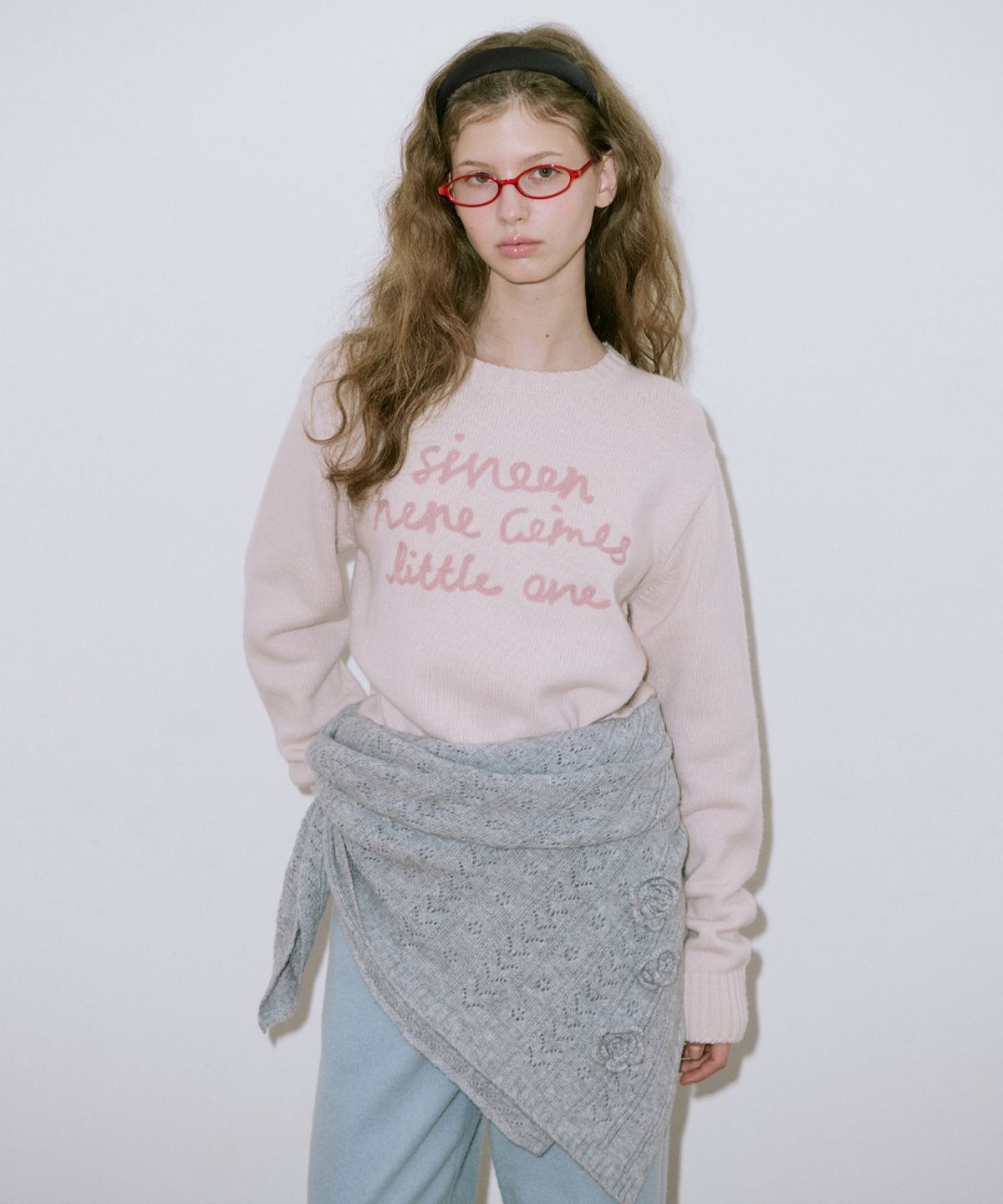시눈(SINOON) Lettering Pullover Knit (Light Pink)