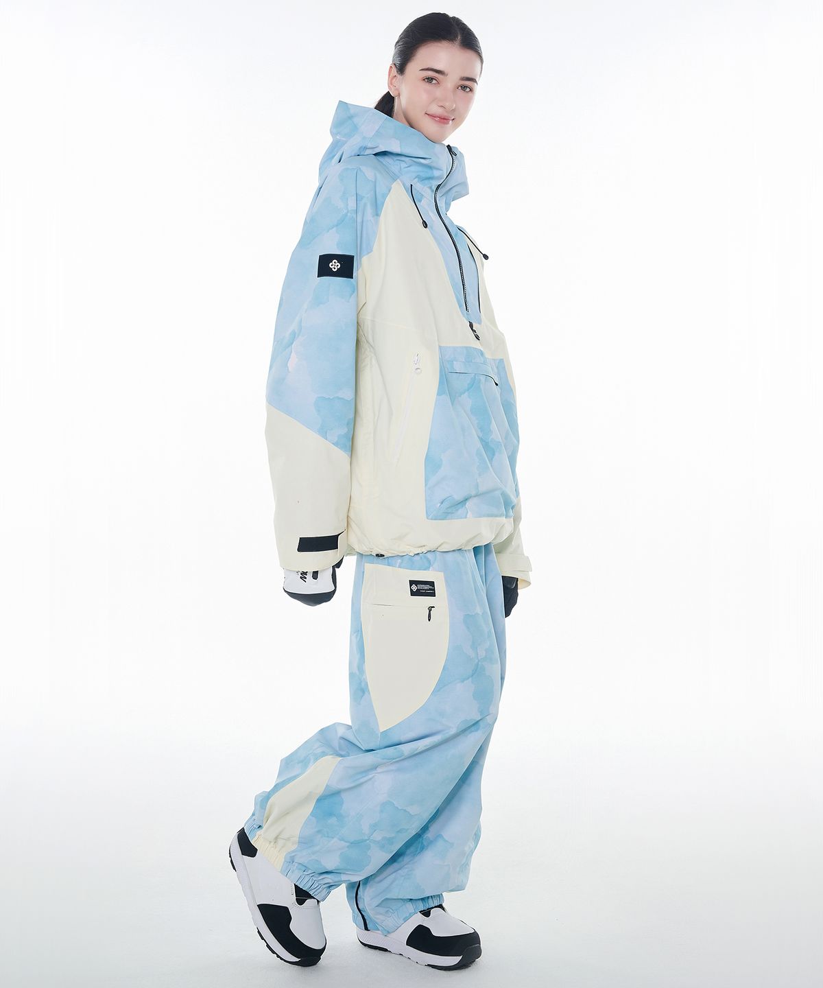 돌아우터웨어(DOLL OUTERWEAR) 2425 피노 자켓&팬츠 보드복 세트 아쿠아 프린트 남녀공용