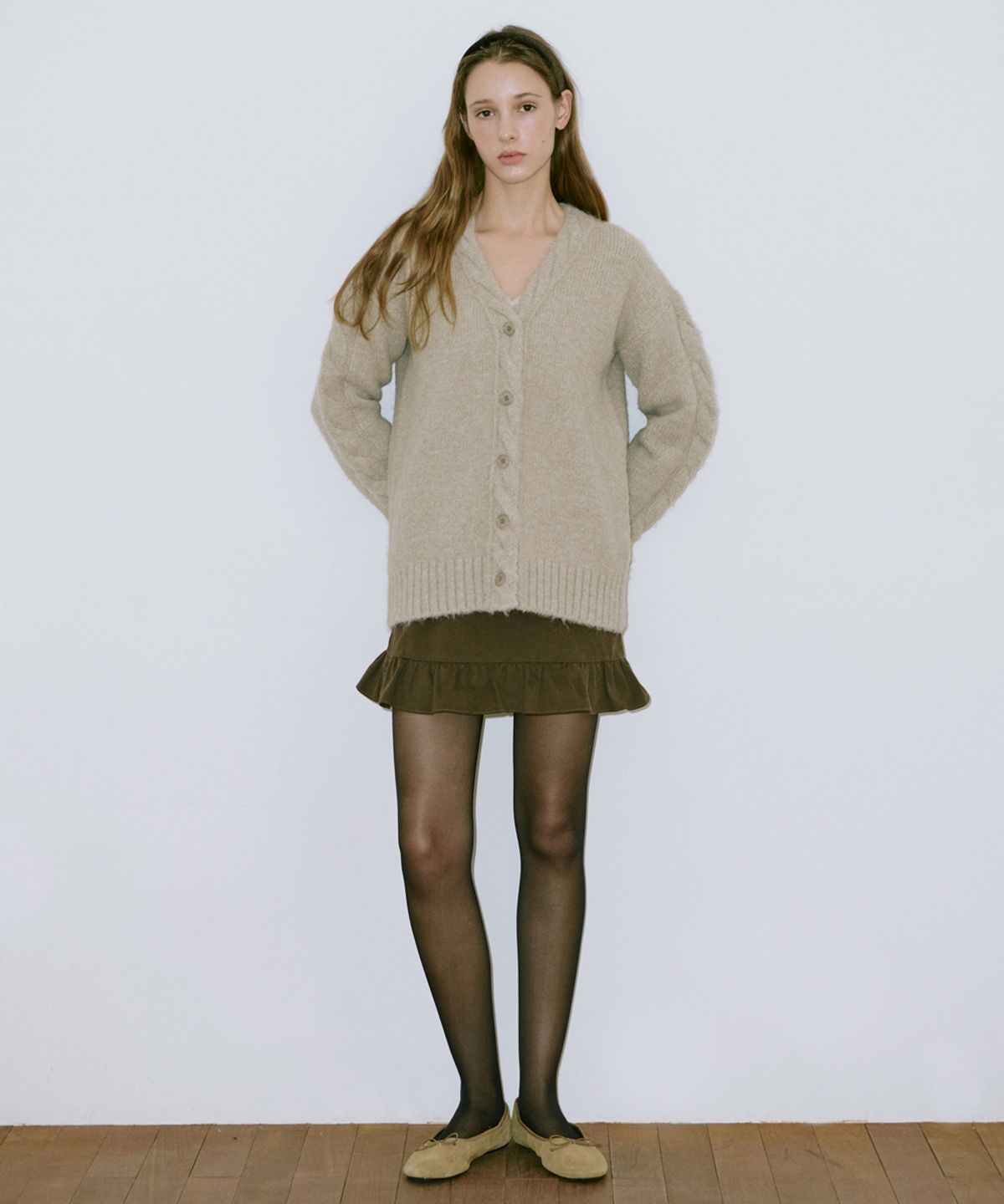 시눈(SINOON) Hairy Fisher Cardigan (Light Khaki)