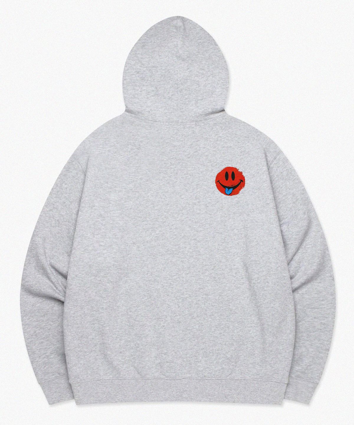 레이쿠(REIKU) REIKU B typo S red smile gray hoodie 스몰 레드 스마일 그레이후드