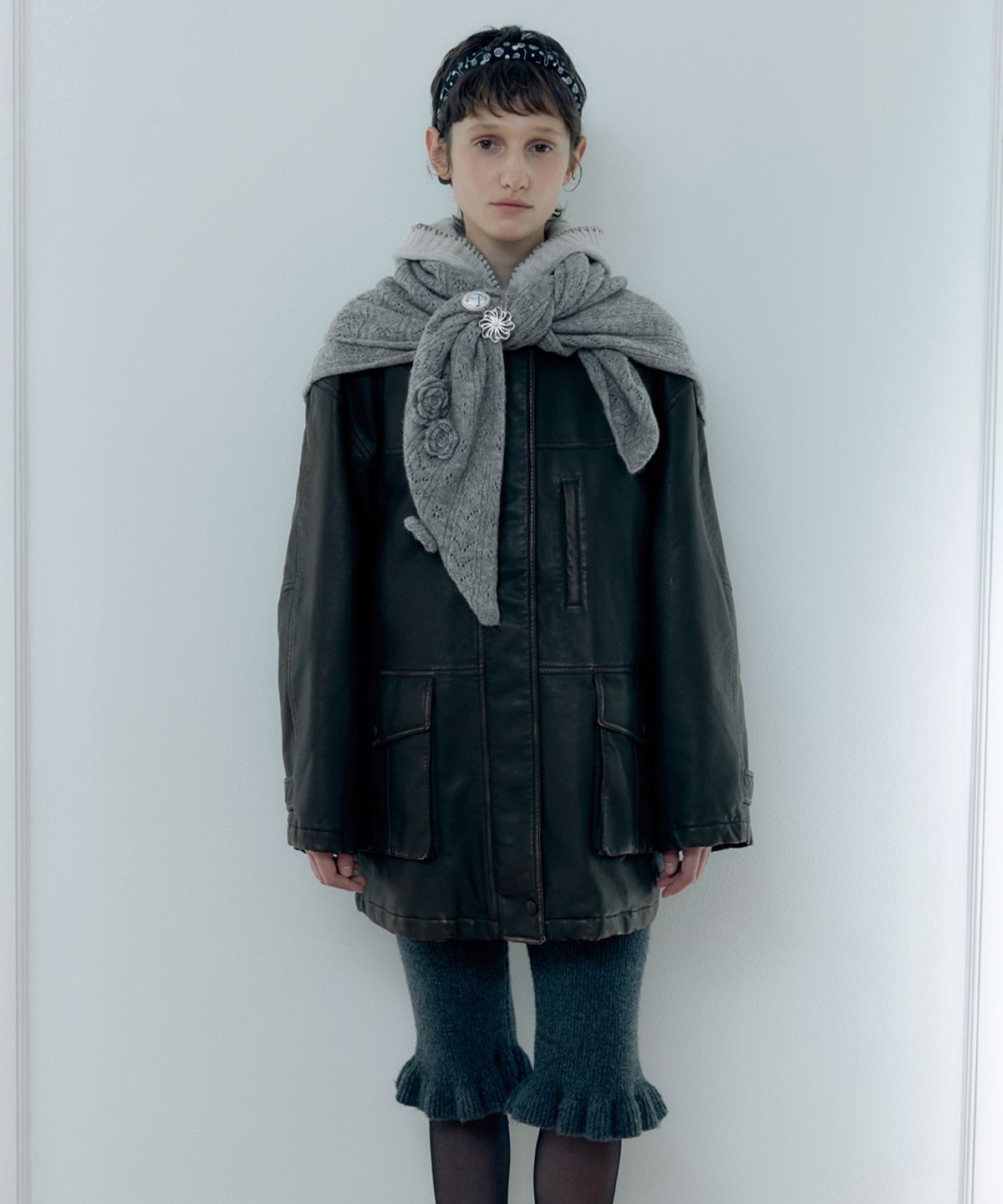 시눈(SINOON) Washing Leather Half Jacket (Brown)