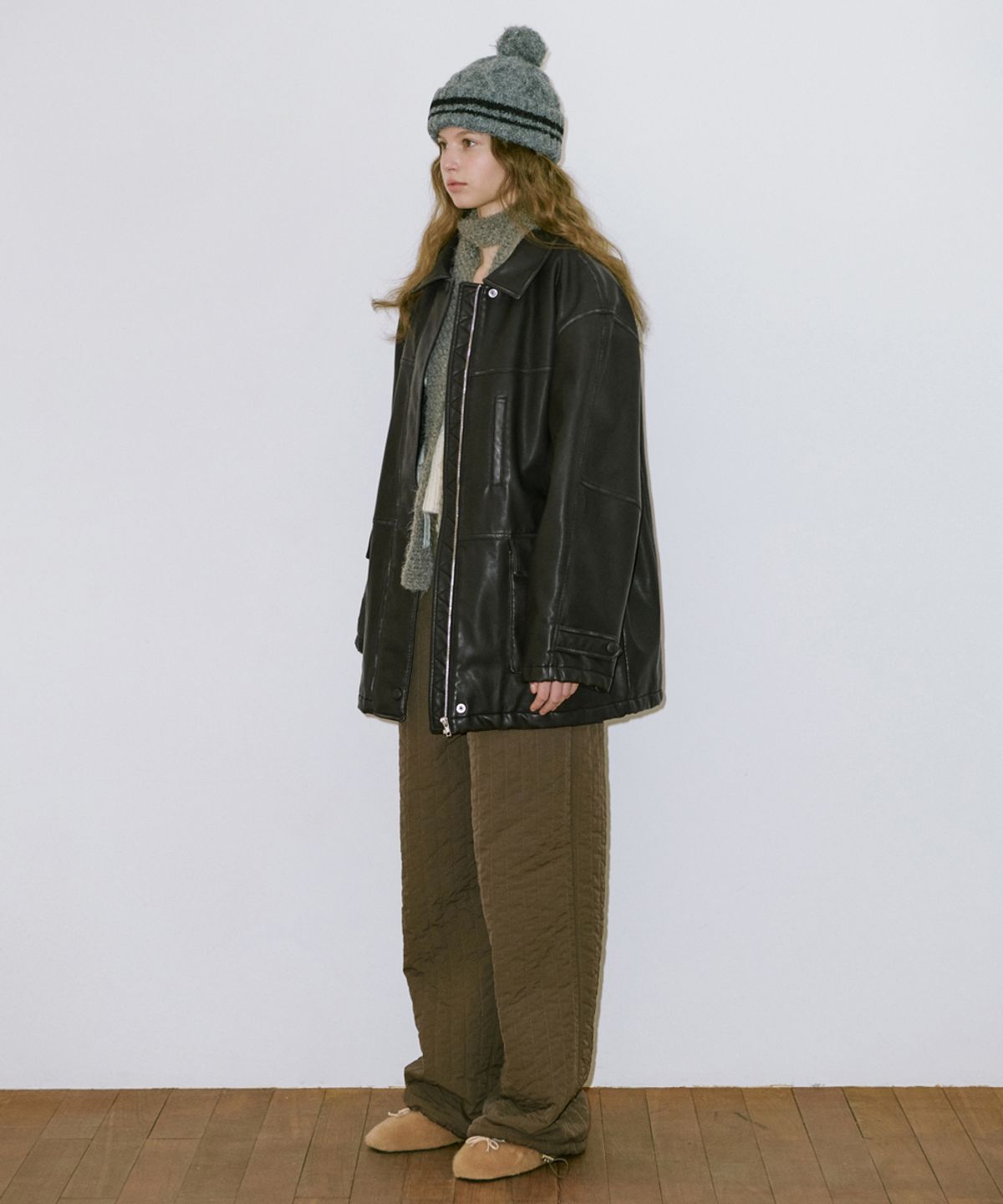 시눈(SINOON) Washing Leather Half Jacket (Black)