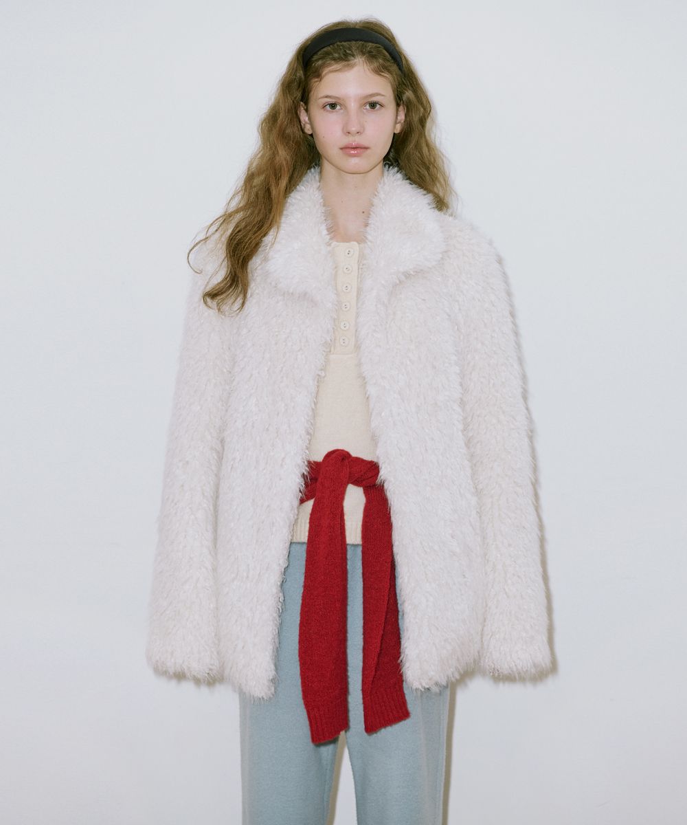 MUSINSA公式 | SINOON Heavy Mix Fur Jacket (Cream)