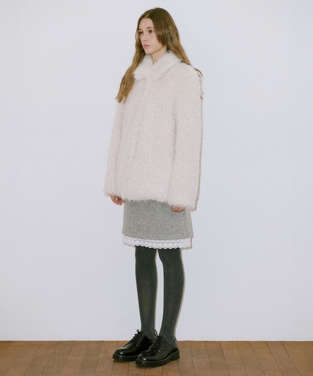 MUSINSA公式 | SINOON Heavy Mix Fur Jacket (Cream)