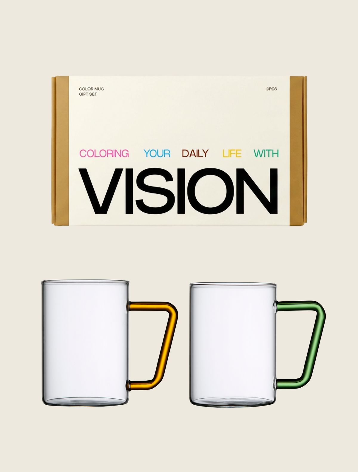 비젼글래스(VISIONGLASS) [기프트박스] 컬러머그컵 GD 500ml 2pack