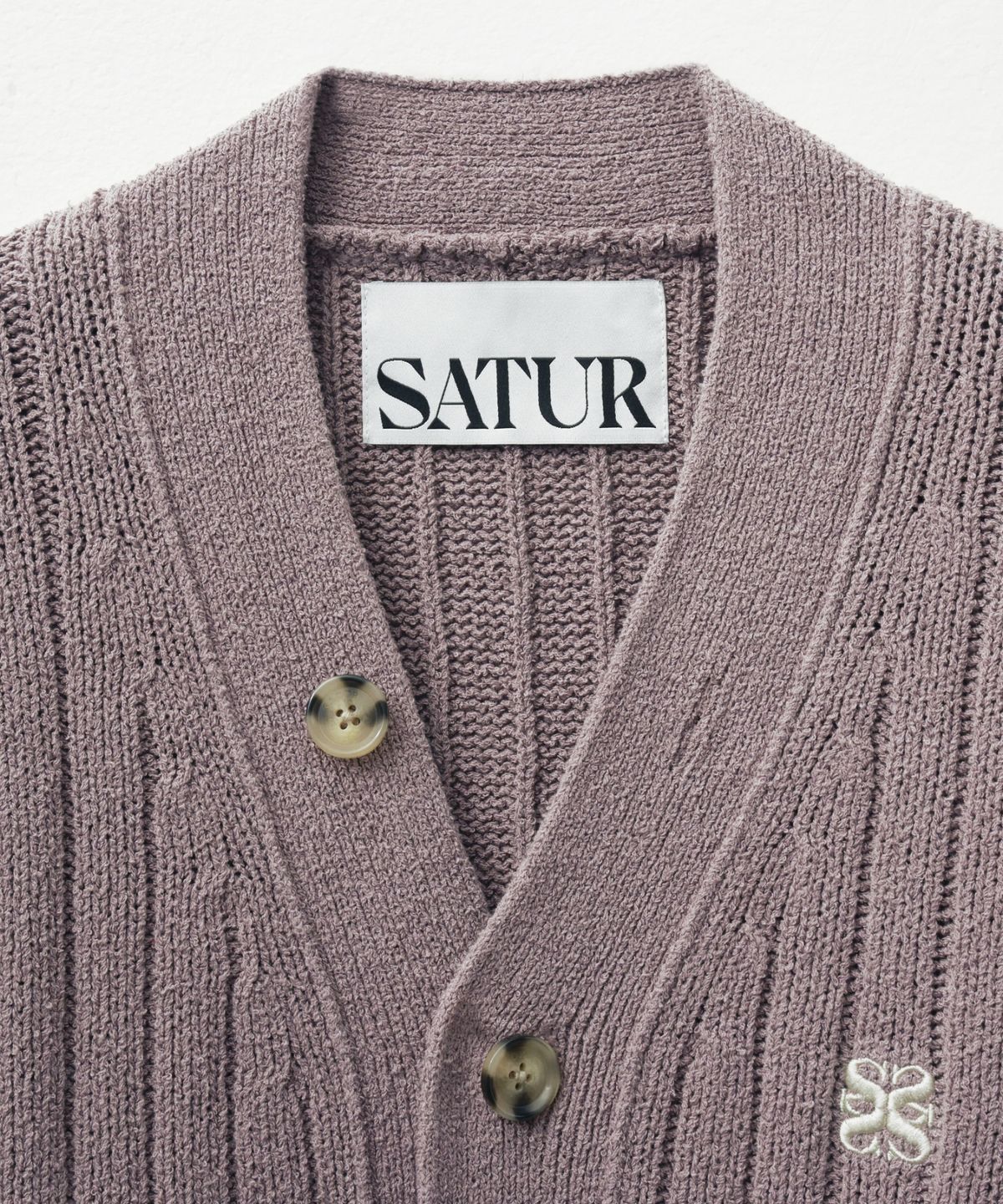세터(SATUR) 파로 오버 사이즈 부클 가디건 빈티지 퍼플