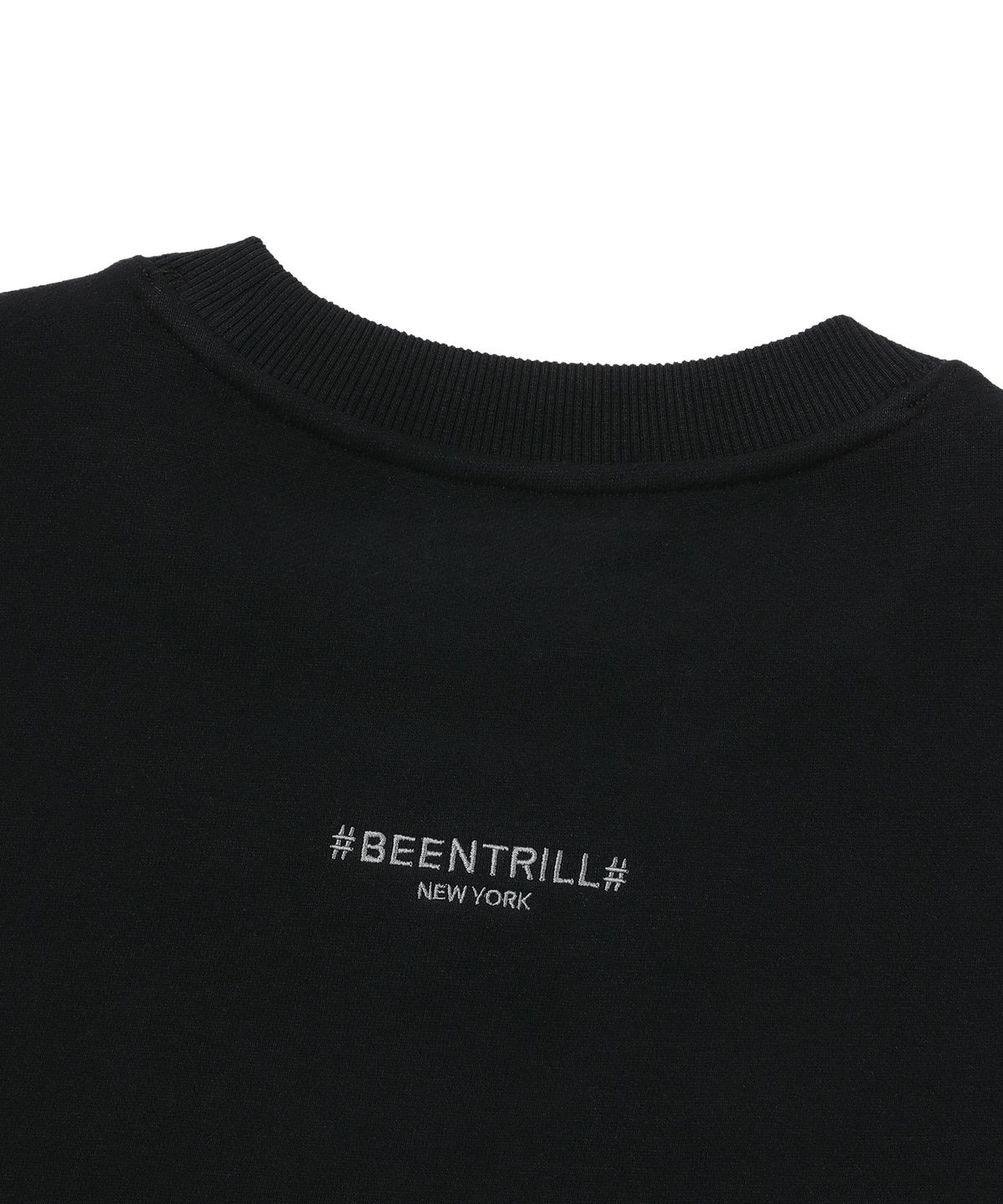 빈트릴(BEENTRILL) 에센셜 해시태그 로고 기모 맨투맨(블랙)