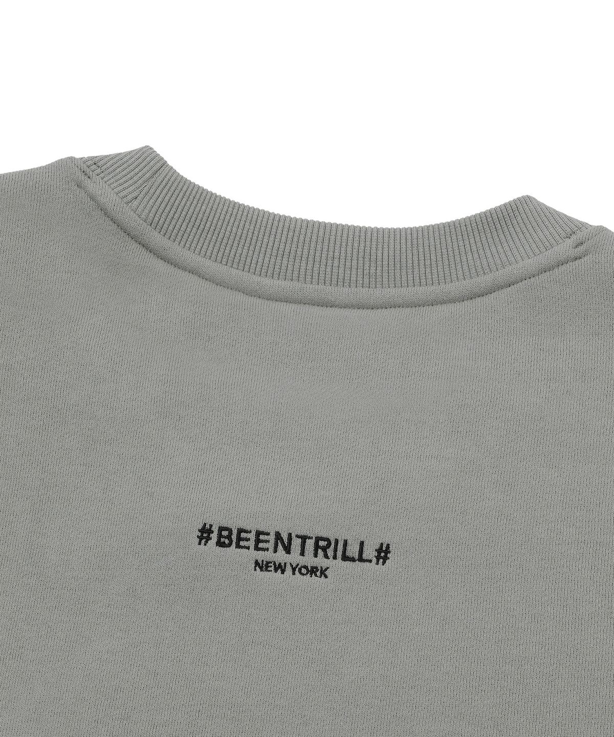 빈트릴(BEENTRILL) 에센셜 해시태그 로고 기모 맨투맨(카키)