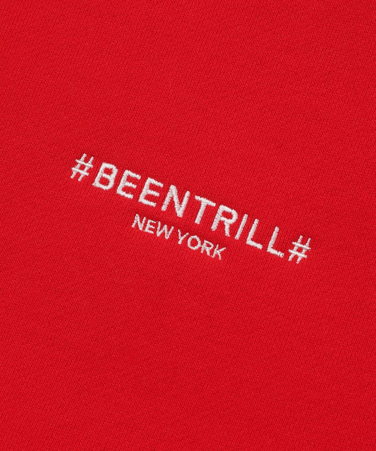 빈트릴(BEENTRILL) 에센셜 해시태그 로고 기모 스웻 팬츠(레드)
