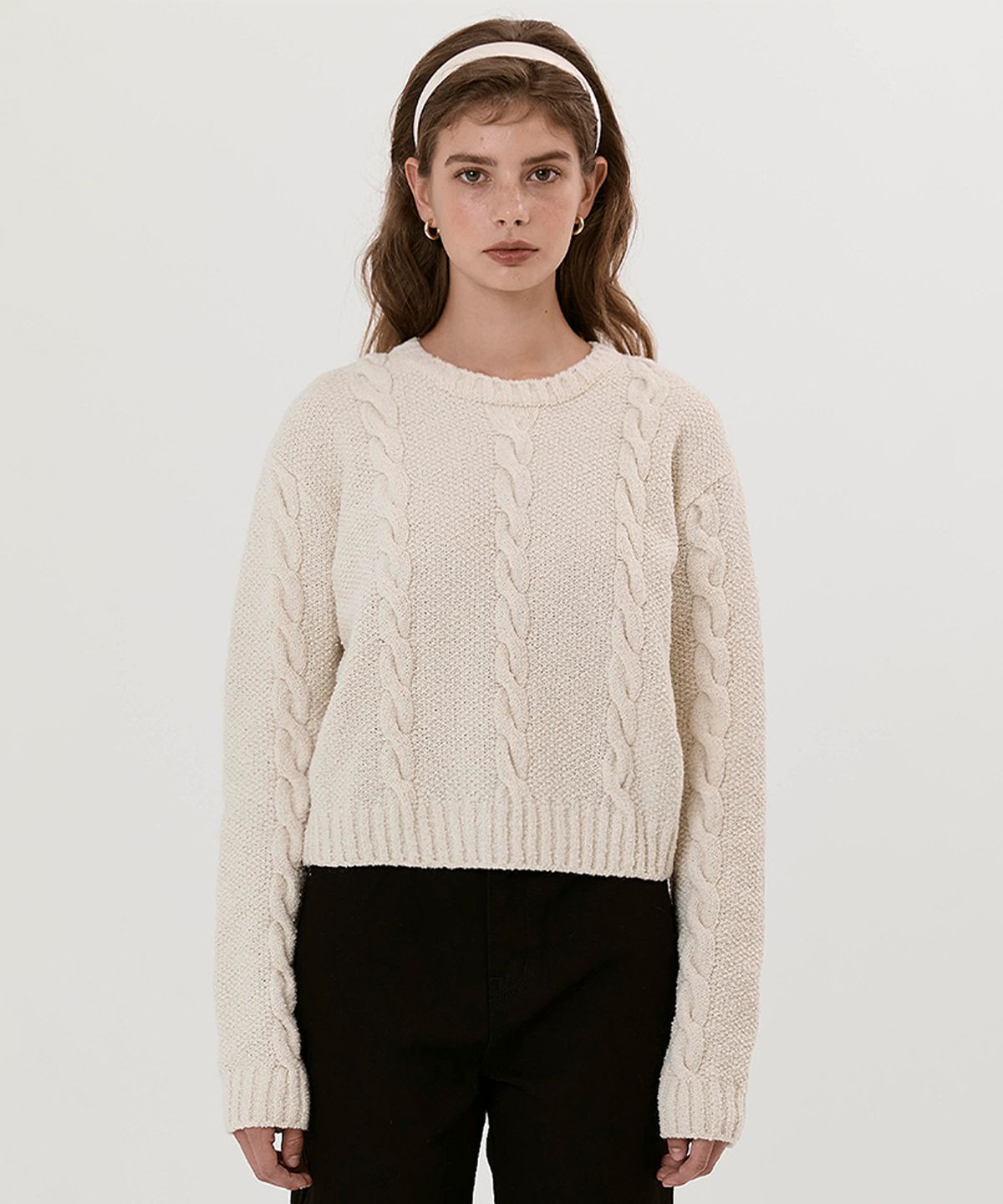 하우스 오브 폰드(HOUSE OF POND) Cable boucle knit pullover (Ivory, Beige, Grey)
