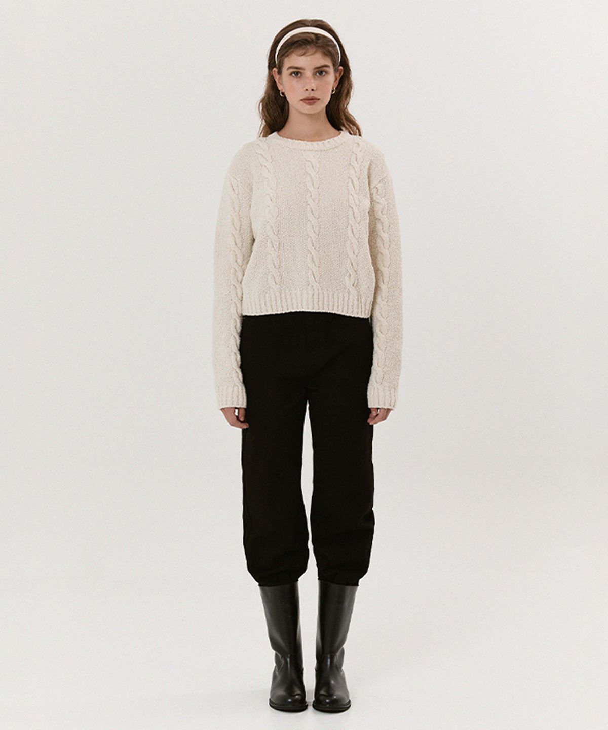 하우스 오브 폰드(HOUSE OF POND) Cable boucle knit pullover (Ivory, Beige, Grey)