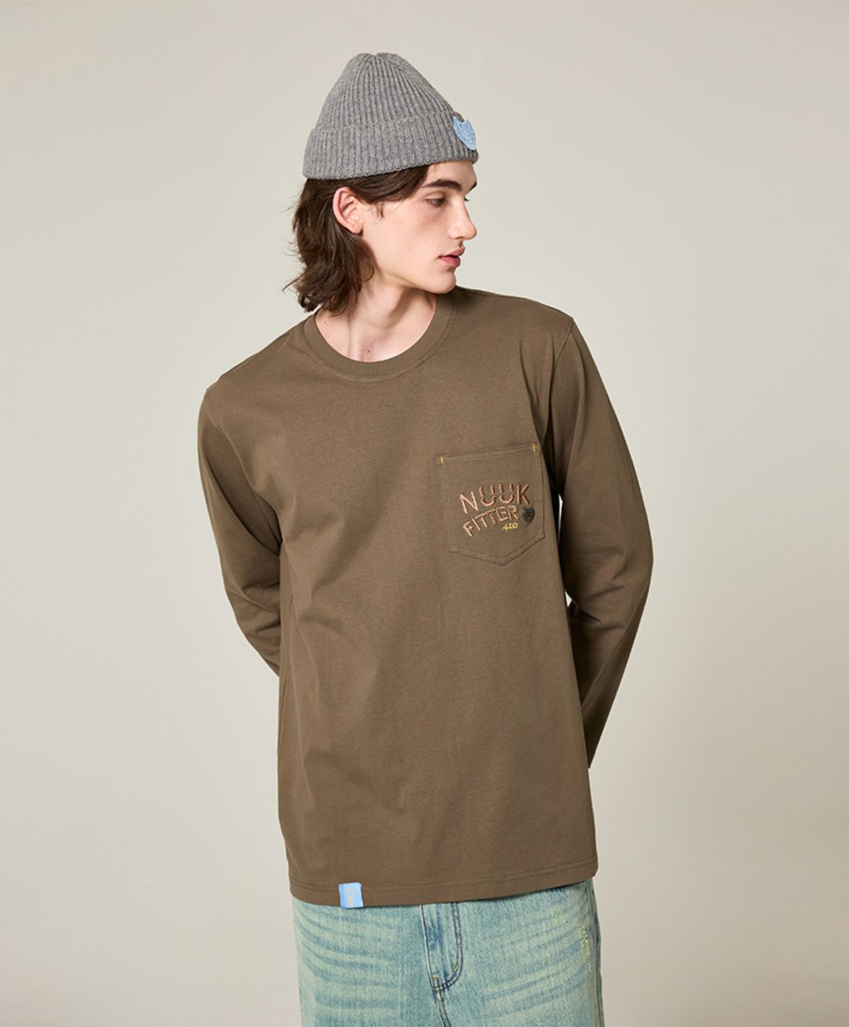 누크피터(NUUKFITTER) LONG SLEEVED POCKET T-SHIRT [KHAKI]