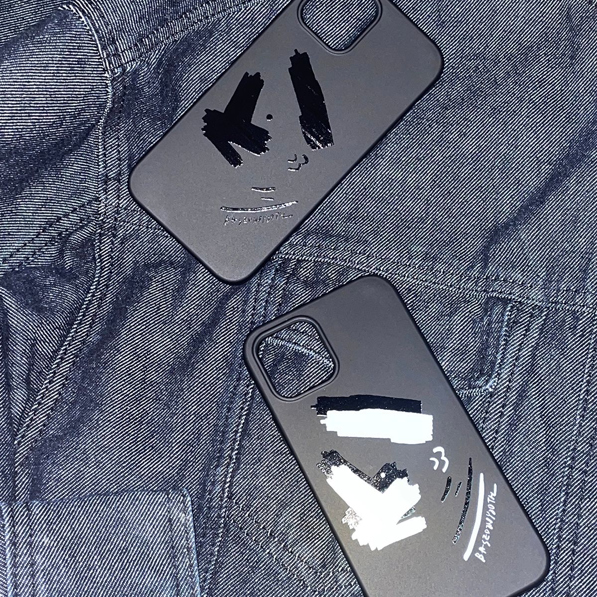 베이스언유즈(BASEDON_YOUTH) HELLO PAPA ! BLACK xxxxxBLACK jelly case