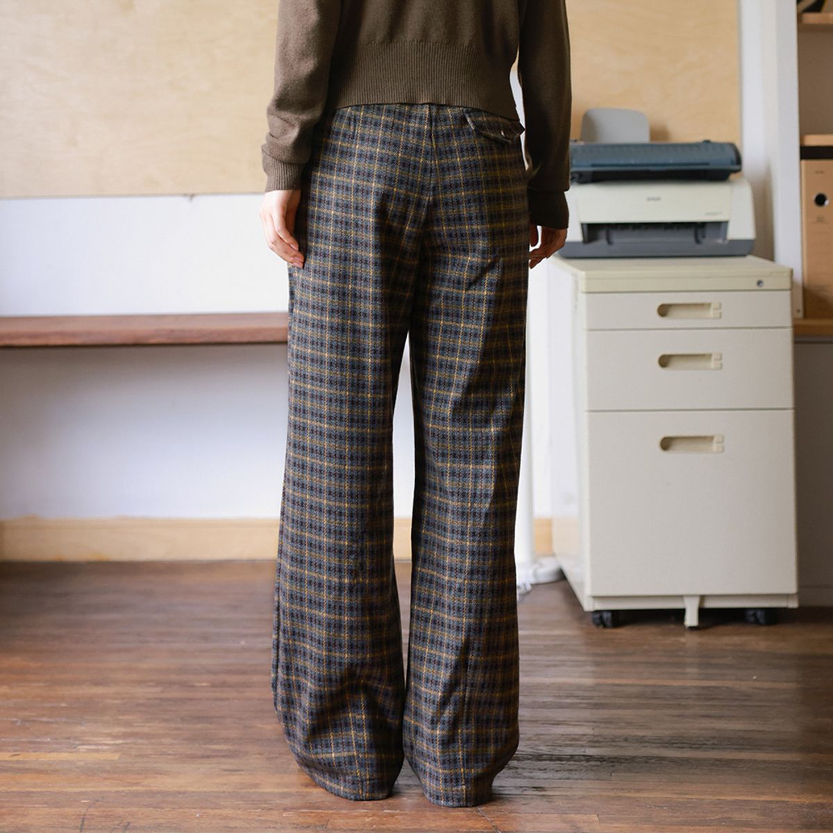 랭썬(LANGSON) LS_Plaid wide fit long pants