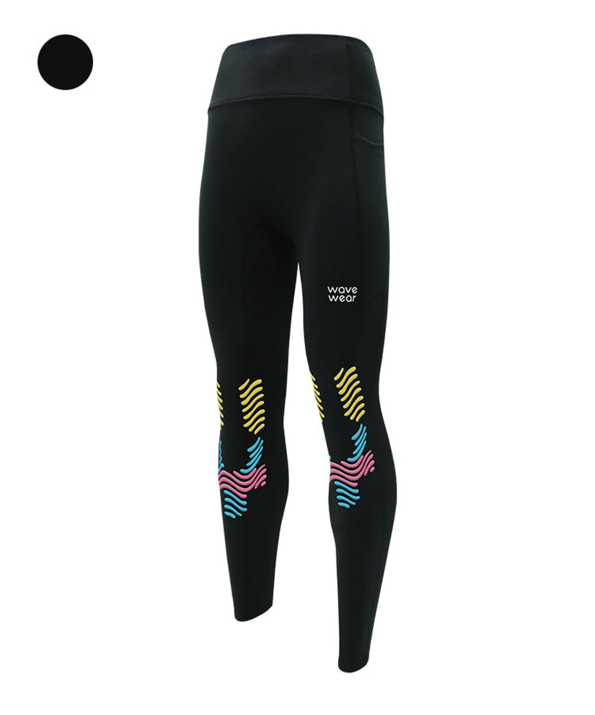 웨이브웨어(WAVEWEAR) 기모 무릎 테이핑 컴프레션 레깅스 블랙 (여자)
