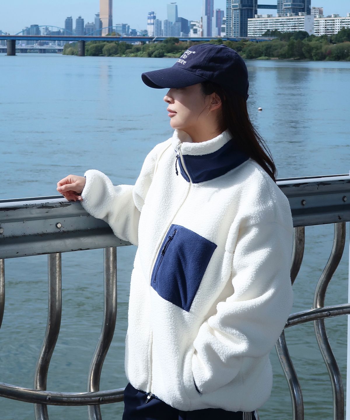 폴리그램(POLYGRAM) PG HIGH NECK 후리스 집업 자켓 (IVORY)