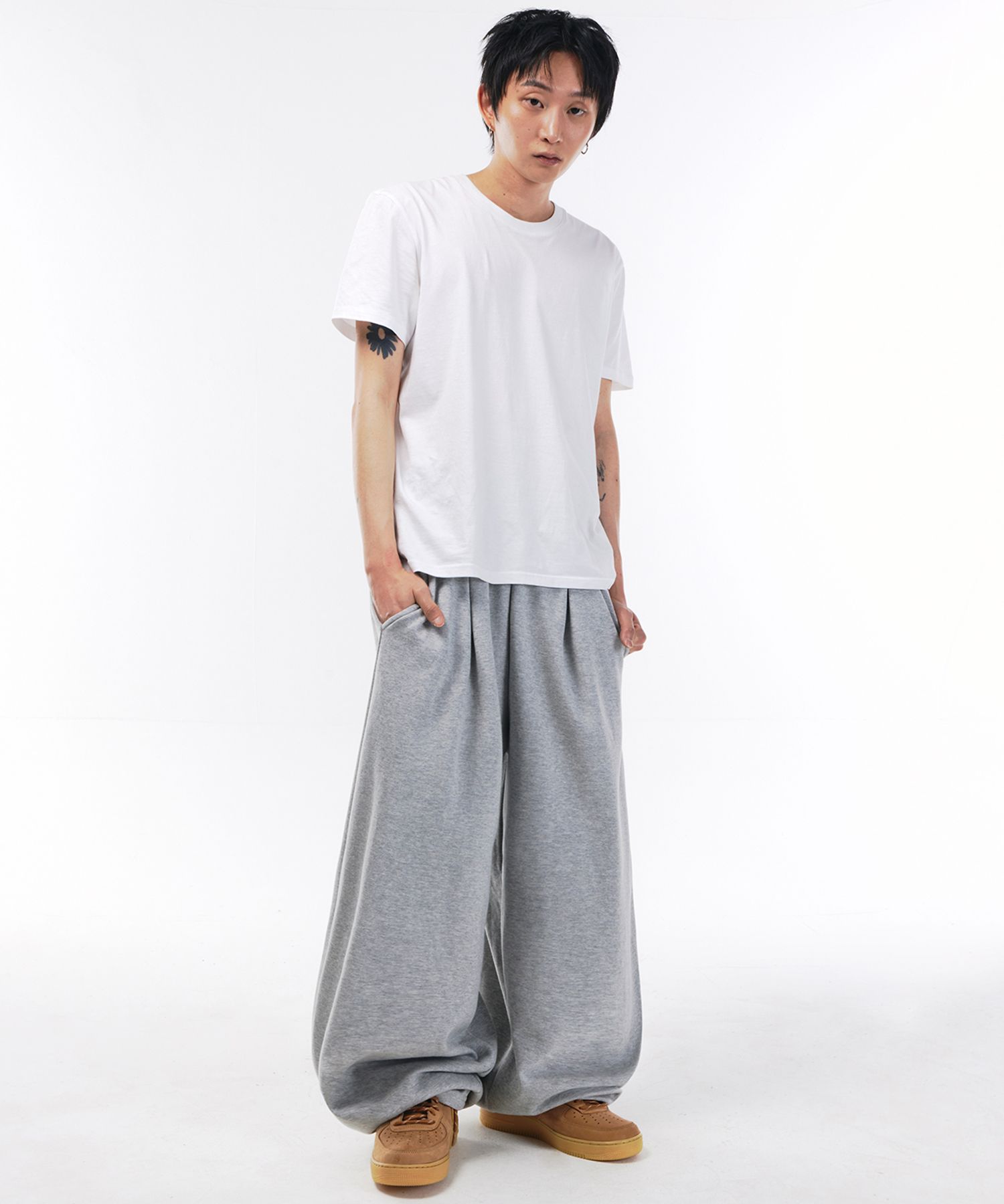 Fleece Balloon Fit Sweatpants [Light Gray]