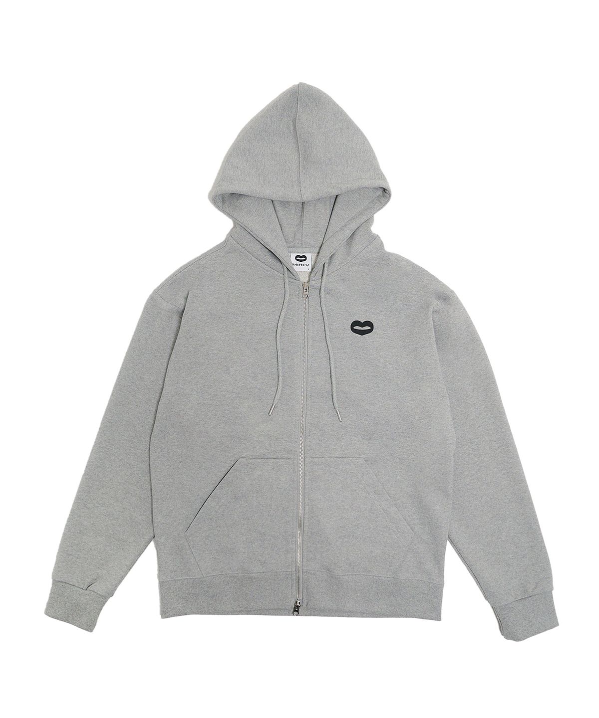 미헤브(MIHEV) [UNISEX] 백 크랙 로고 집업 후드 멜란지