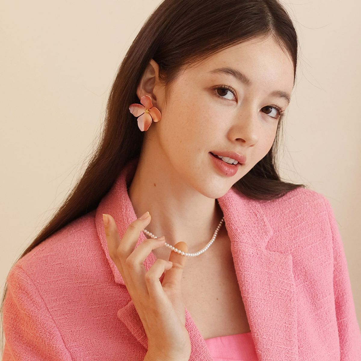 다나버튼(DANA BURTON) [925실버]샬롯 글라스 펄 목걸이_4mm 진주
