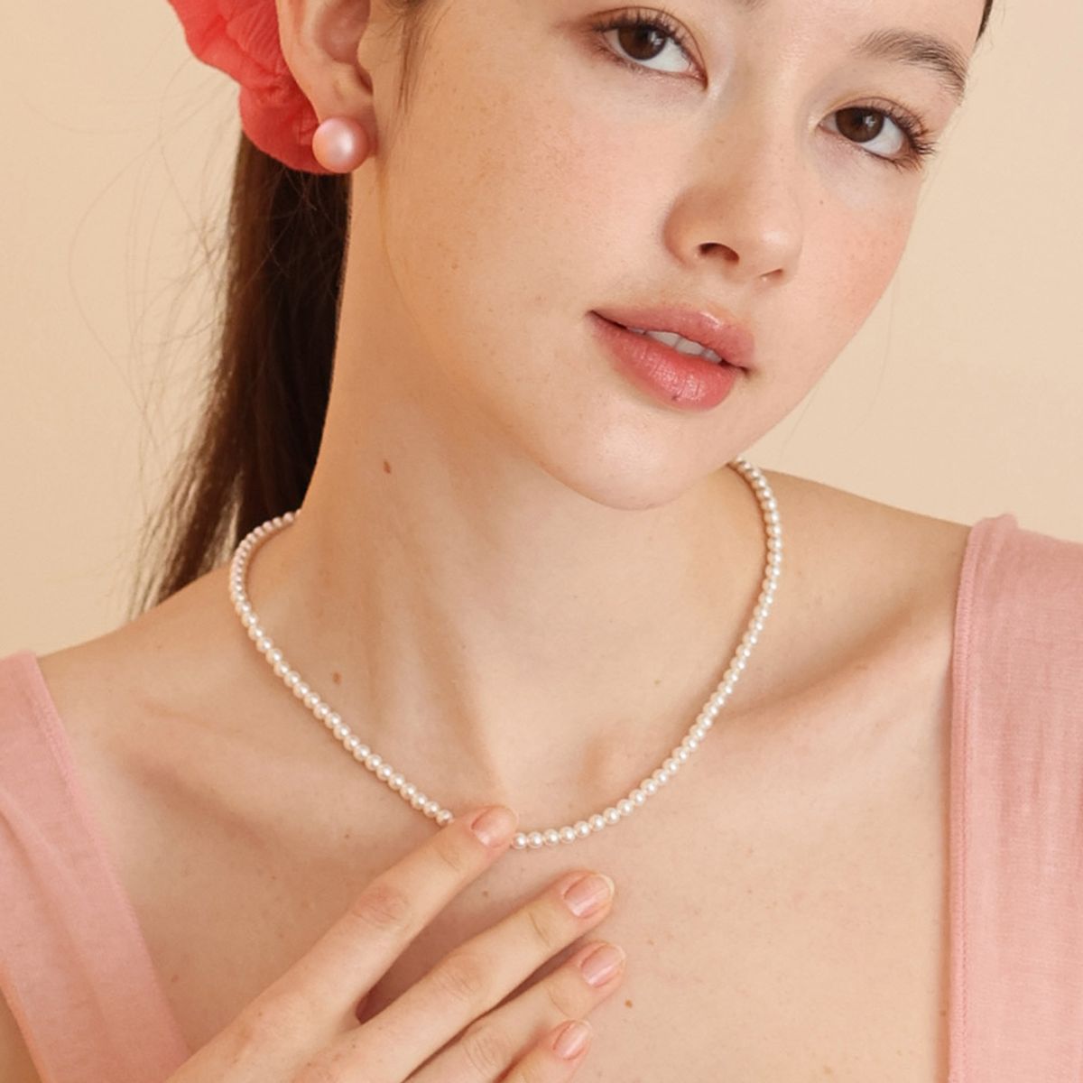 다나버튼(DANA BURTON) [자석 원터치]조이펄 목걸이_4mm 진주
