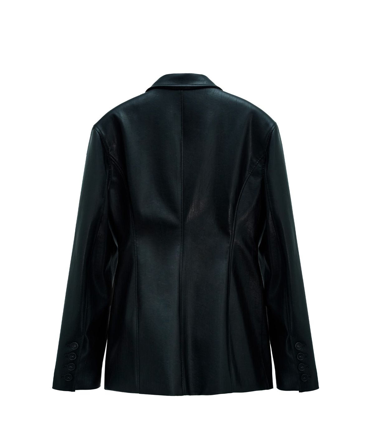 유지(YUJI) BUTTON LEATHER JACKET BLACK