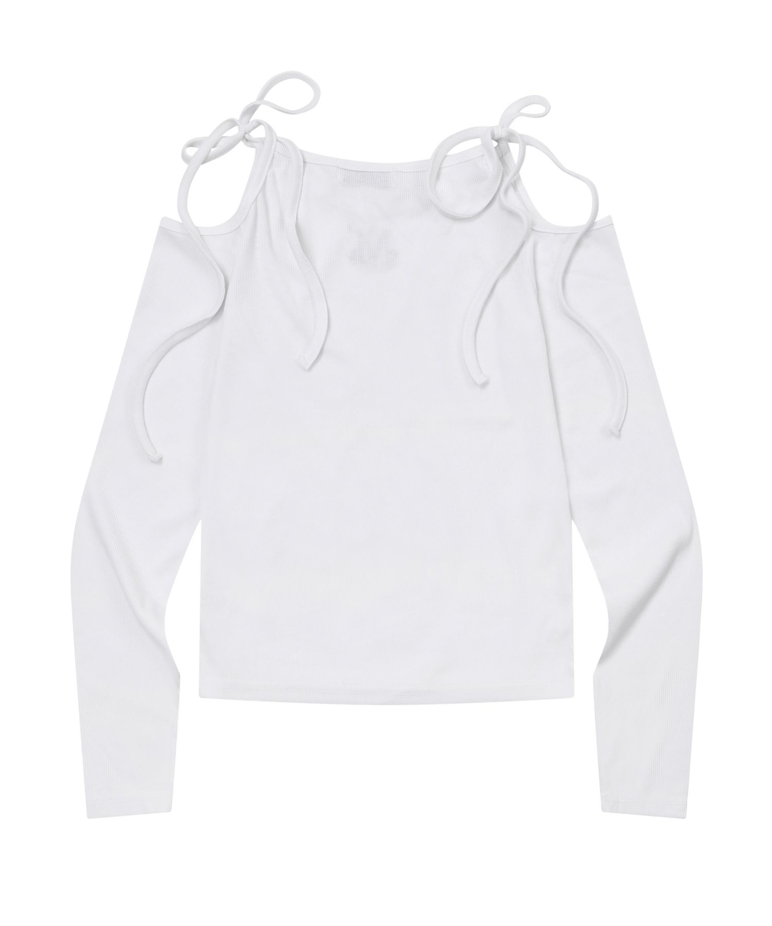 MUSINSA | MUCENT Neck Ribbon Off Shoulder Tee (3 Colors)