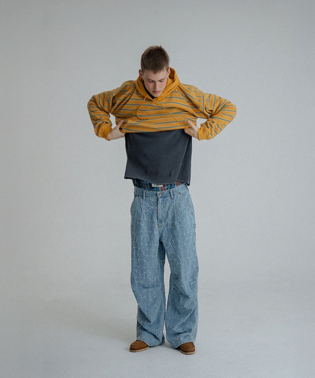 선데이후르츠마켓(SUNDAY FRUIT MARKET) SUNDAY STRIPE HOODIE MUSTARD