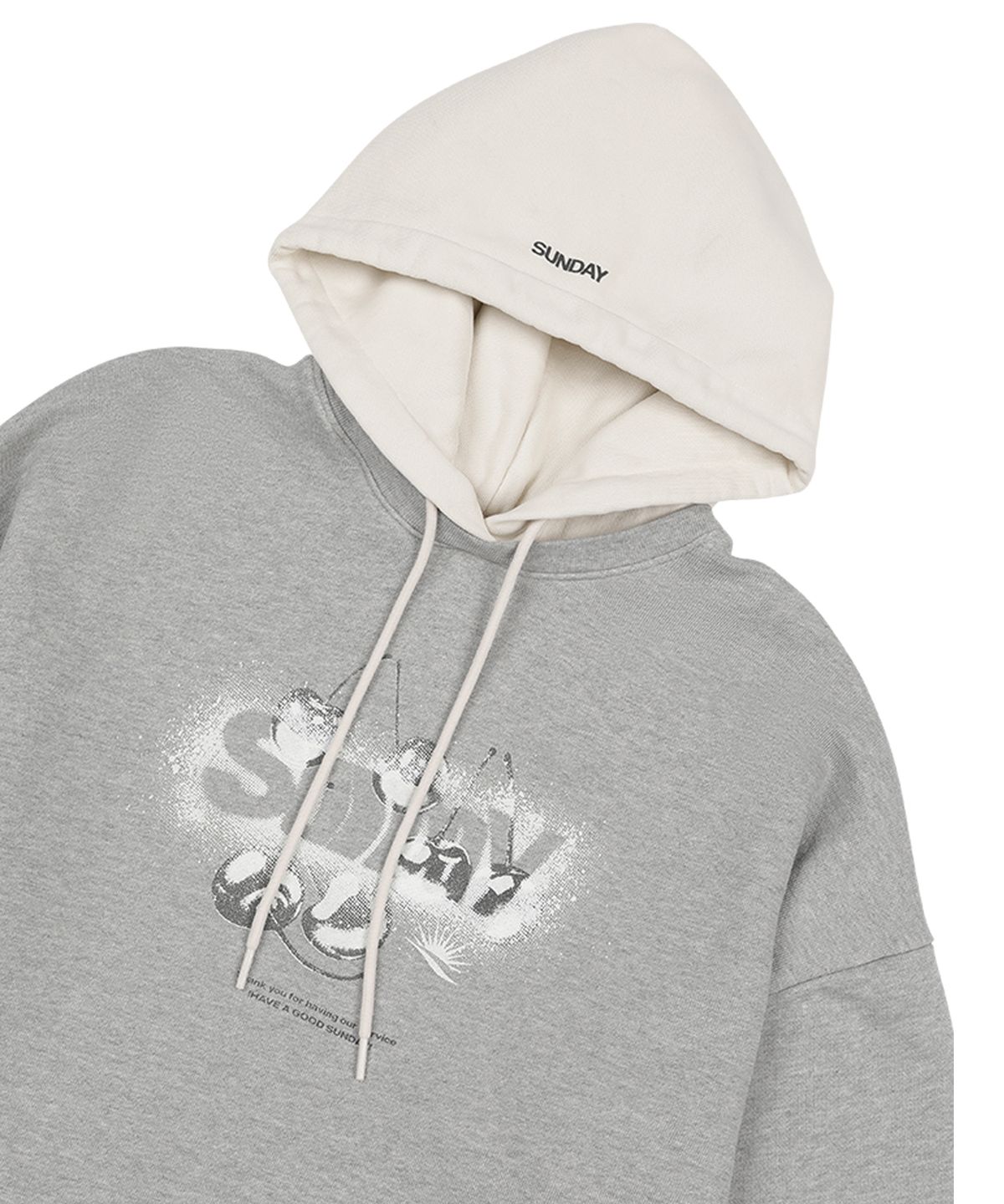 선데이후르츠마켓(SUNDAY FRUIT MARKET) CHERRY LAYERED HOODIE GRAY