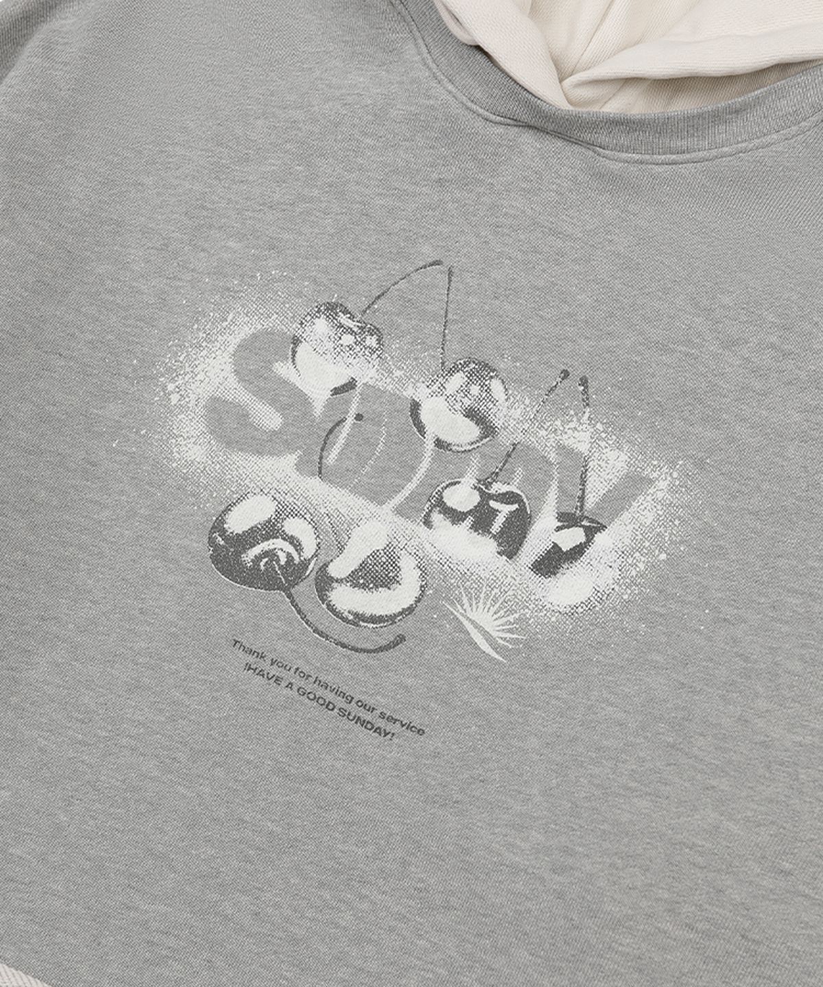 선데이후르츠마켓(SUNDAY FRUIT MARKET) CHERRY LAYERED HOODIE GRAY