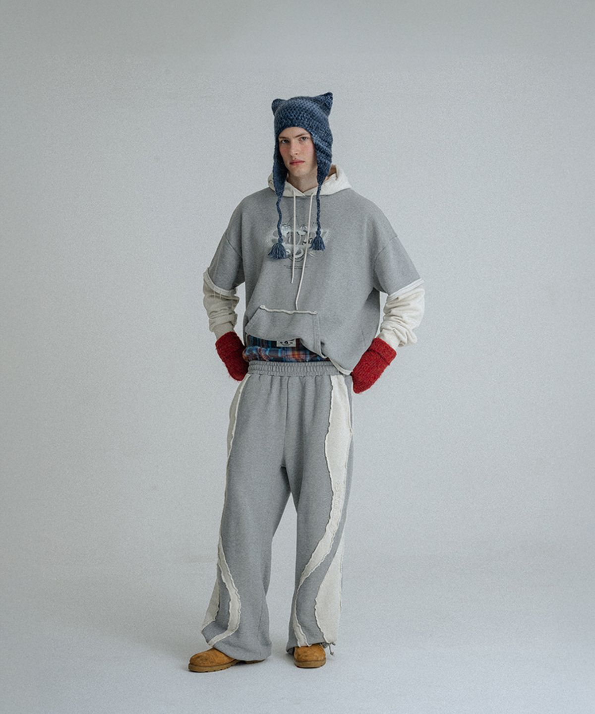 선데이후르츠마켓(SUNDAY FRUIT MARKET) CHERRY LAYERED HOODIE GRAY