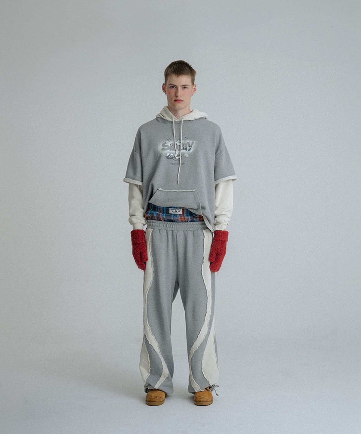 선데이후르츠마켓(SUNDAY FRUIT MARKET) CHERRY LAYERED HOODIE GRAY