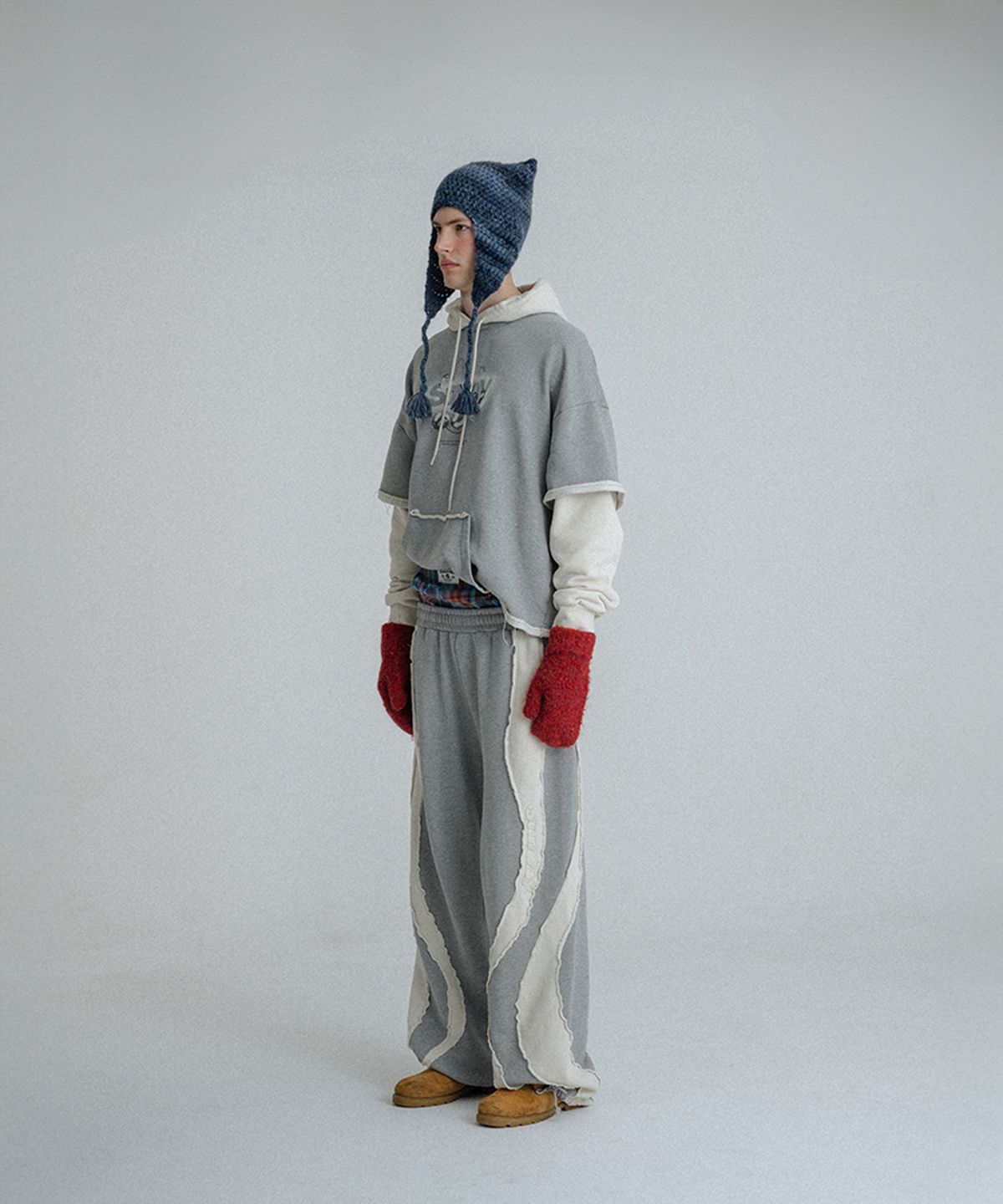 선데이후르츠마켓(SUNDAY FRUIT MARKET) CHERRY LAYERED HOODIE GRAY