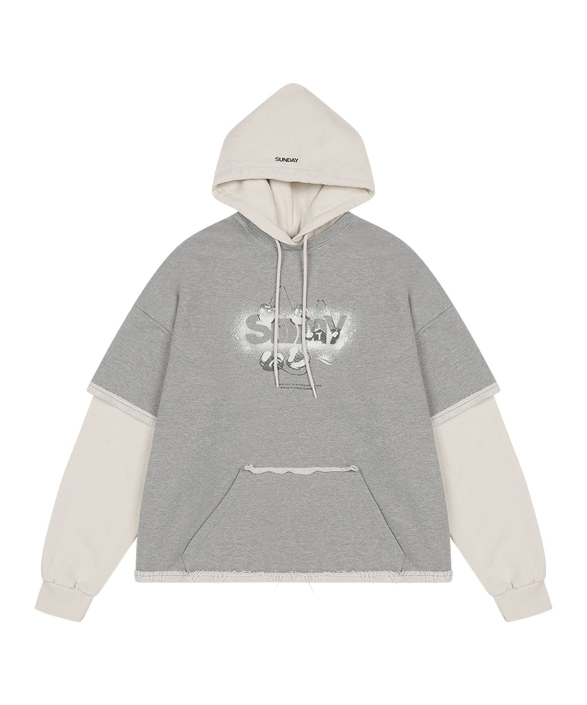 선데이후르츠마켓(SUNDAY FRUIT MARKET) CHERRY LAYERED HOODIE GRAY