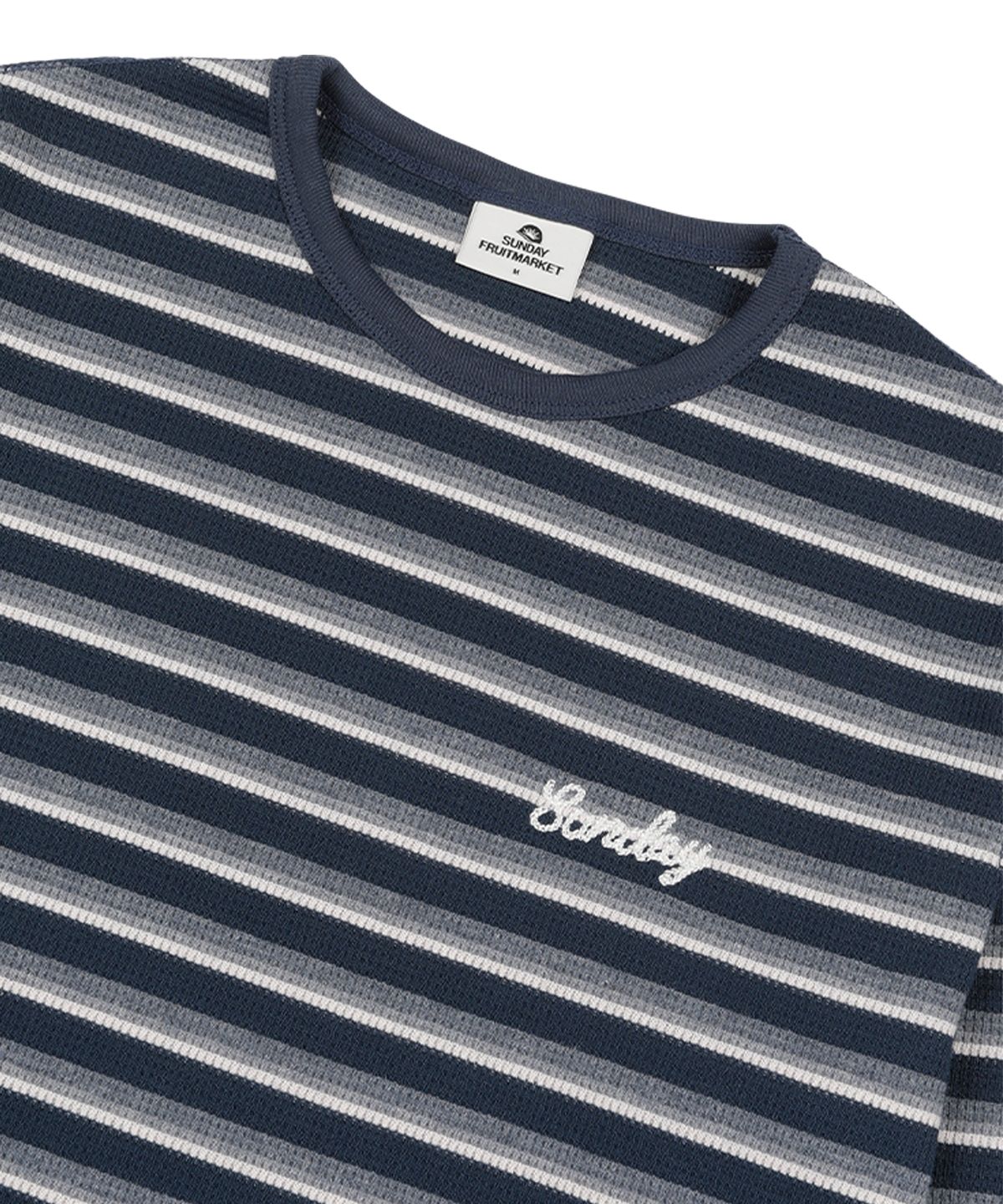 선데이후르츠마켓(SUNDAY FRUIT MARKET) STRIPE WAFFLE LS TEE NAVY