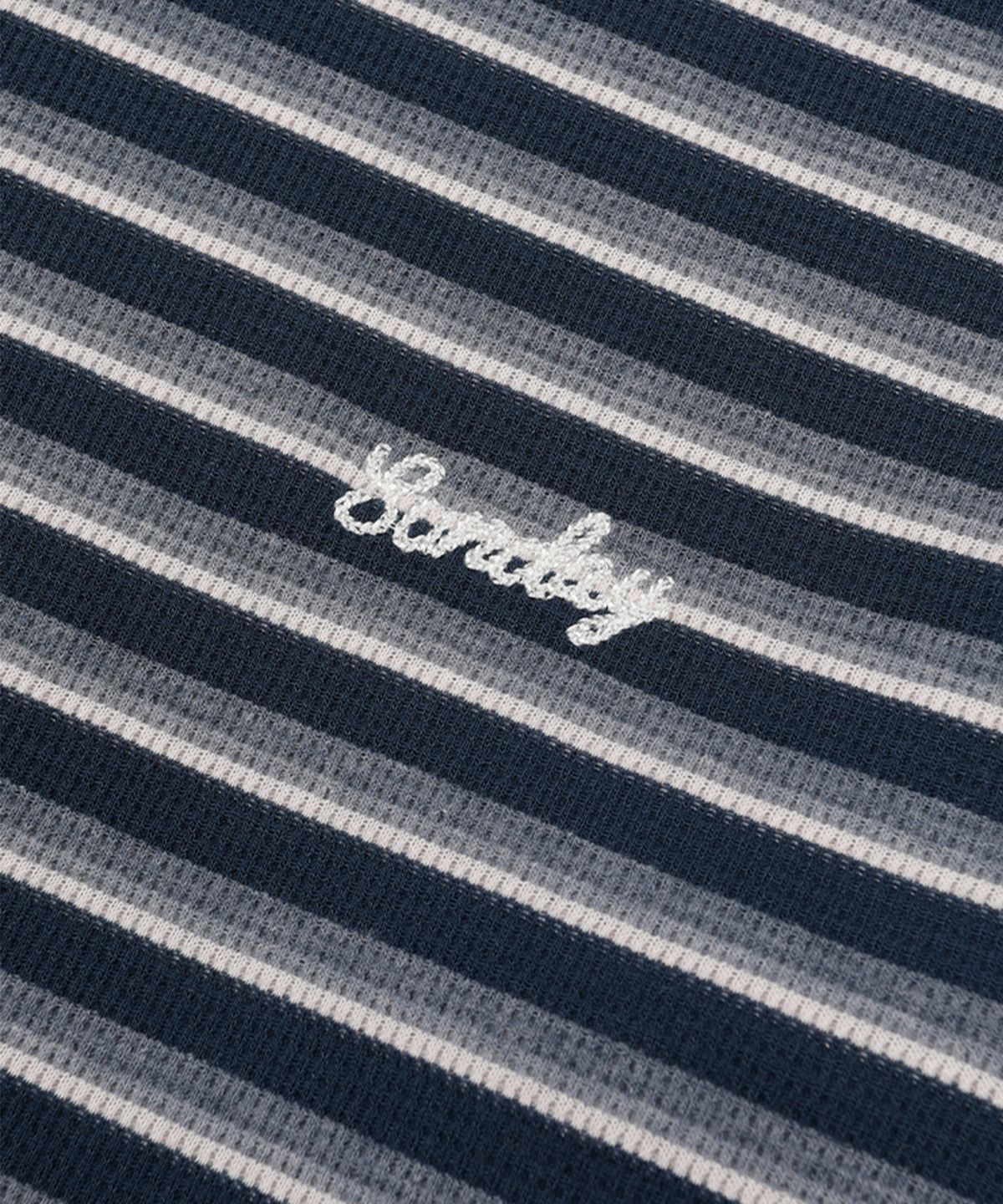 선데이후르츠마켓(SUNDAY FRUIT MARKET) STRIPE WAFFLE LS TEE NAVY