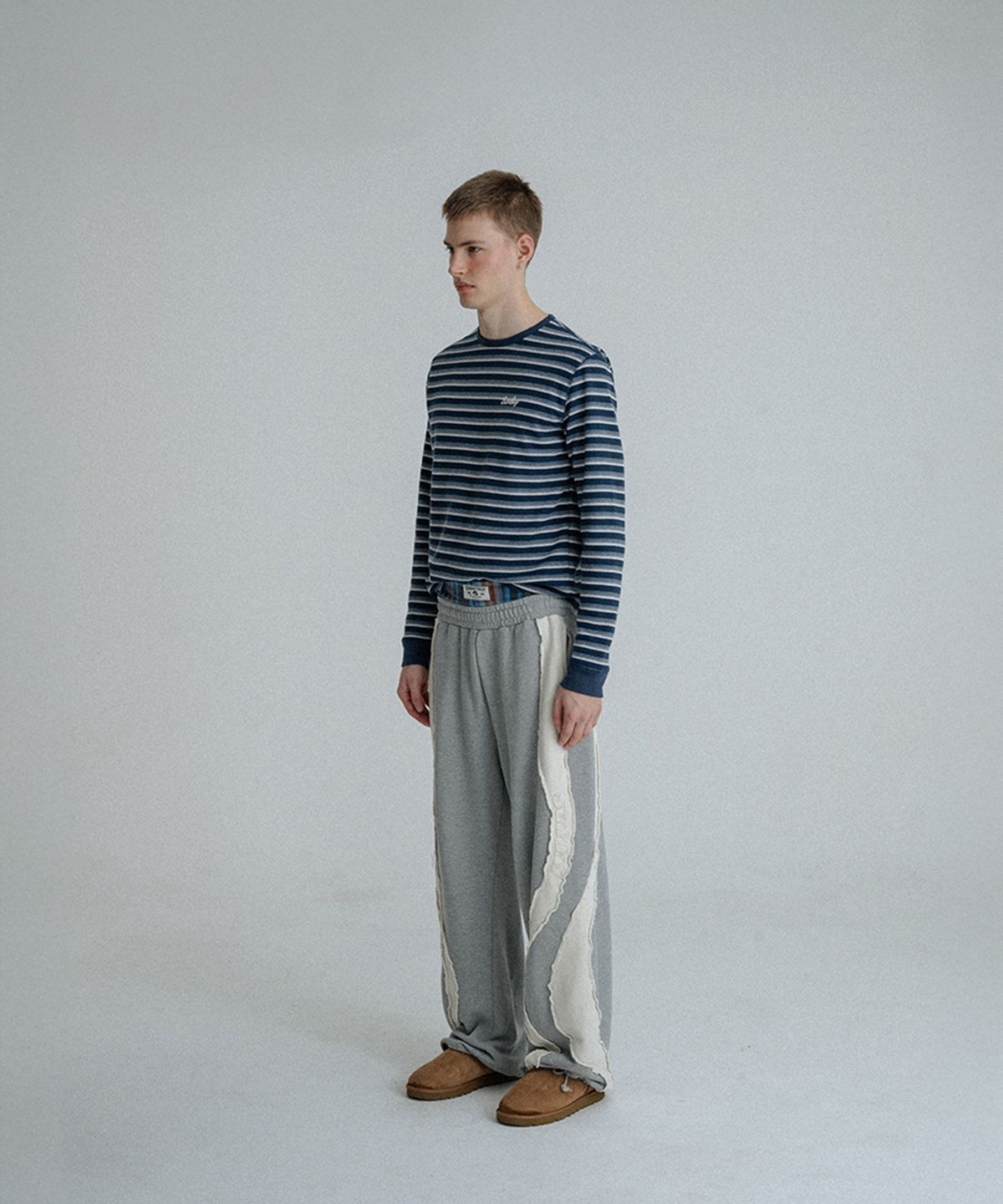 선데이후르츠마켓(SUNDAY FRUIT MARKET) STRIPE WAFFLE LS TEE NAVY