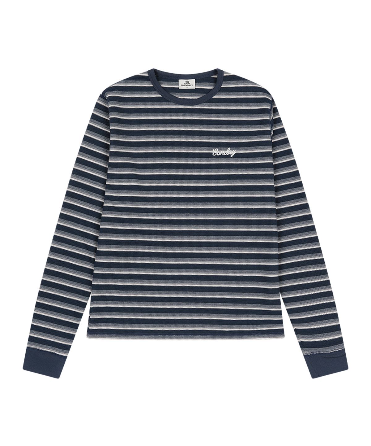선데이후르츠마켓(SUNDAY FRUIT MARKET) STRIPE WAFFLE LS TEE NAVY