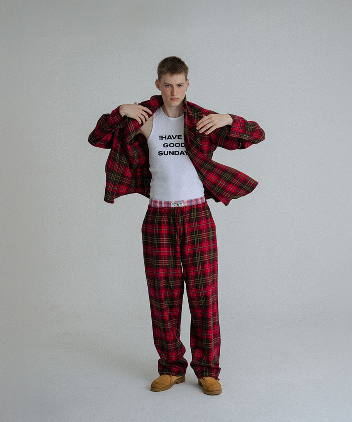 선데이후르츠마켓(SUNDAY FRUIT MARKET) SUNDAY CHECK SHIRT PINK