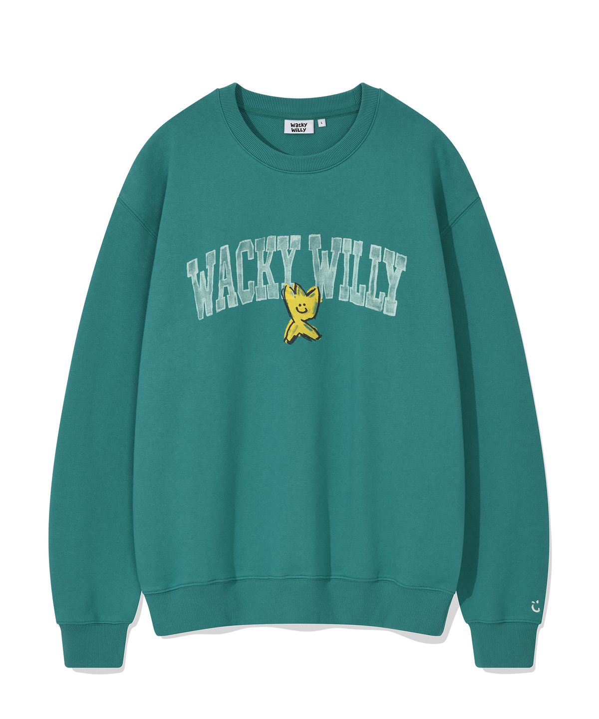 와키윌리(WACKY WILLY) 로고 타이포 맨투맨 그린