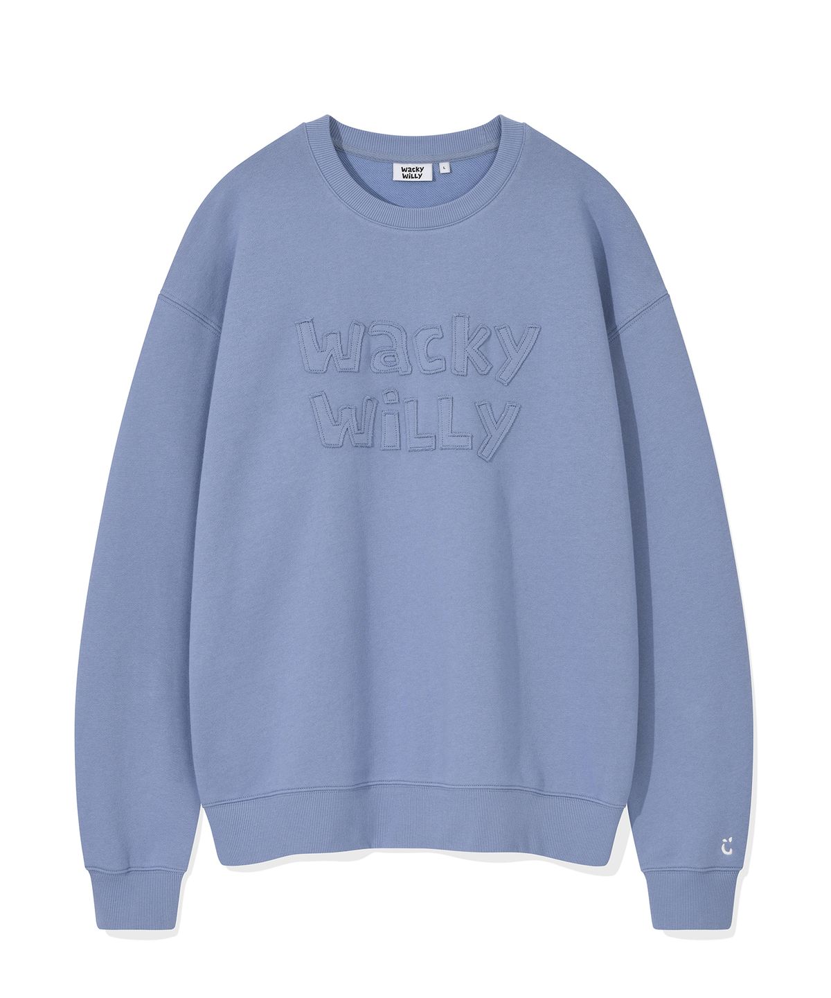 와키윌리(WACKY WILLY) 레터링 포인트 맨투맨 블루