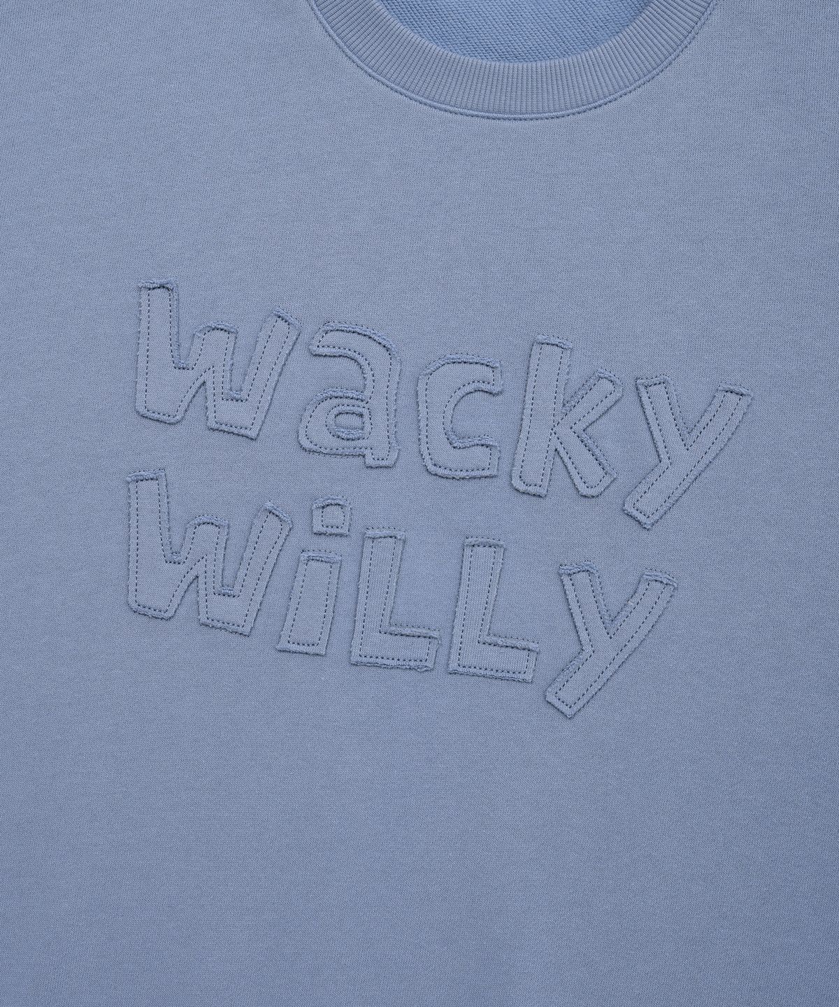 와키윌리(WACKY WILLY) 레터링 포인트 맨투맨 블루